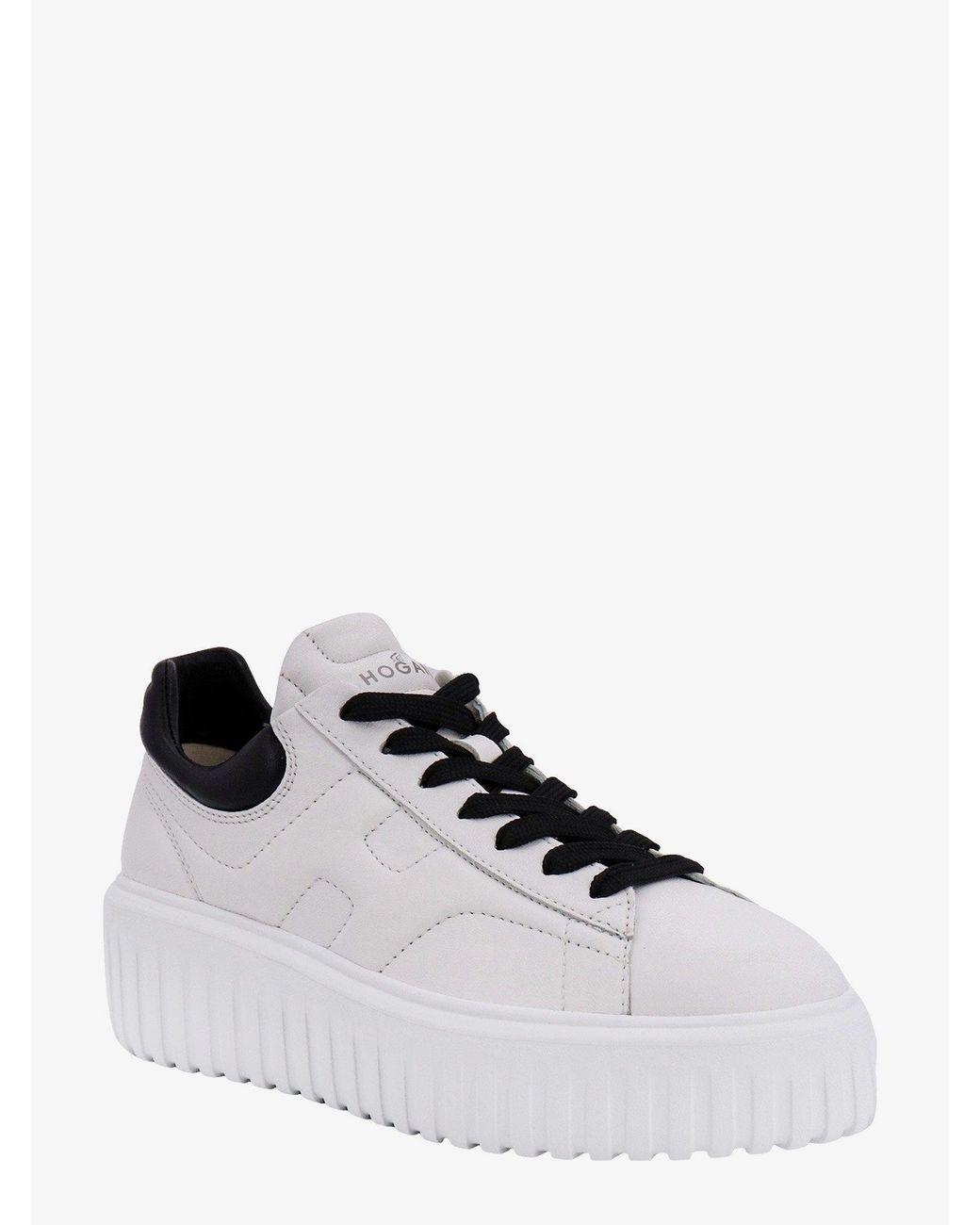 Hogan White H-Stripes Leather Sneakers