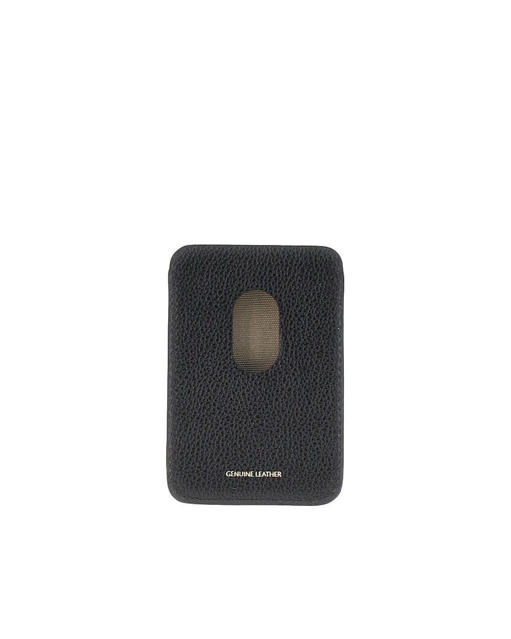 Emporio Armani Black Grained Leather Magnetic Card Holder