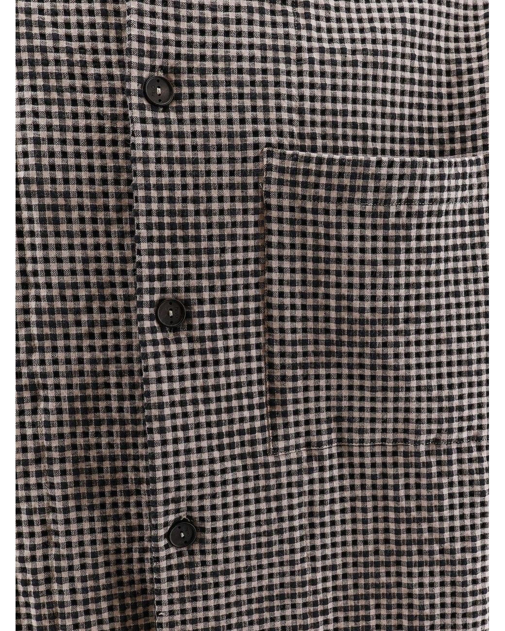 Hevò Gray Cotton Blend Shirt With Checked Pattern for men