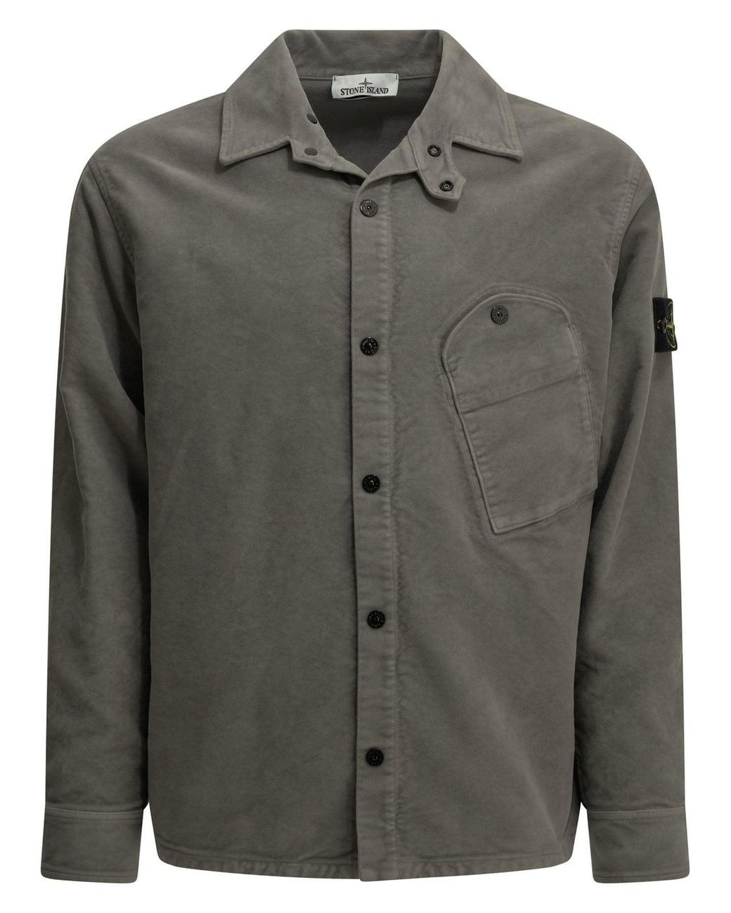 Stone Island Gray Moleskin Casual Shirt for men