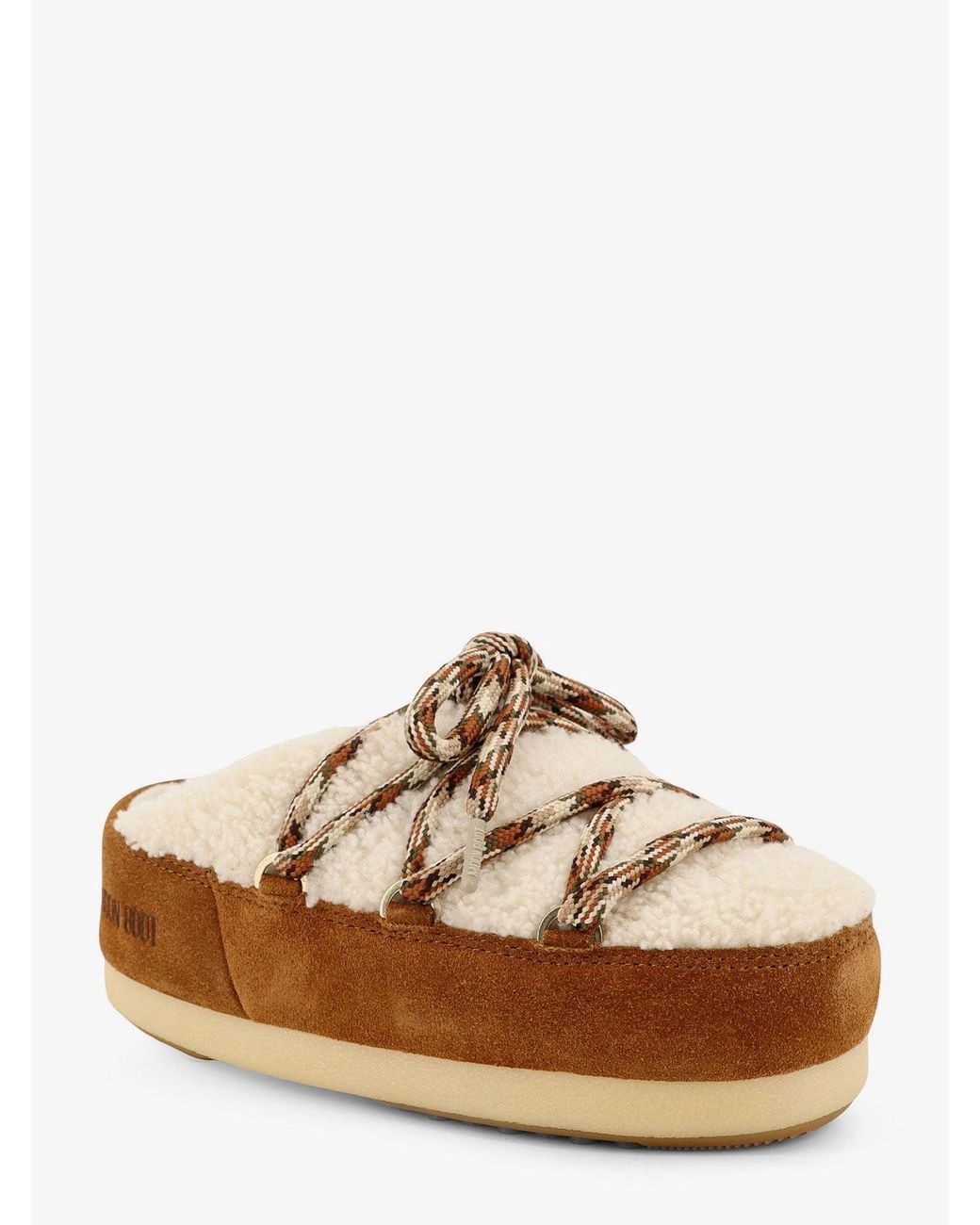 Moon Boot Brown Shearling And Suede Slip-On