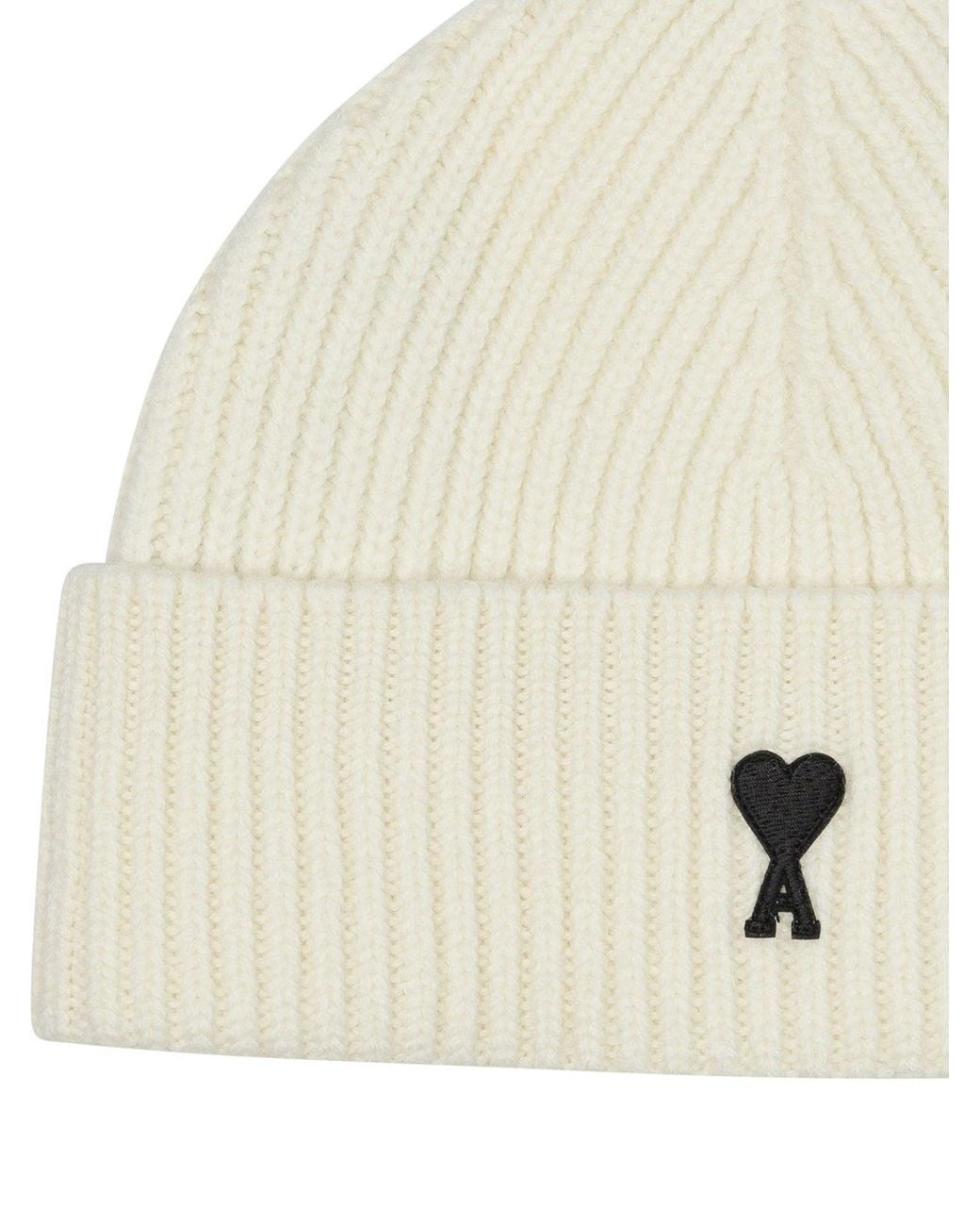 AMI White Ami De Coeur Beanie for men