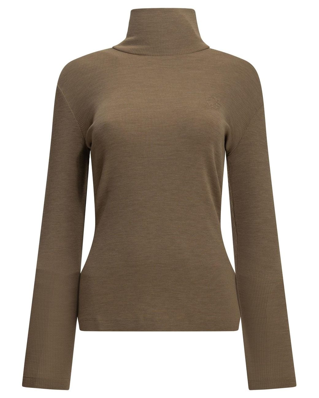 Max Mara Green Wool Jersey Turtleneck Sweater