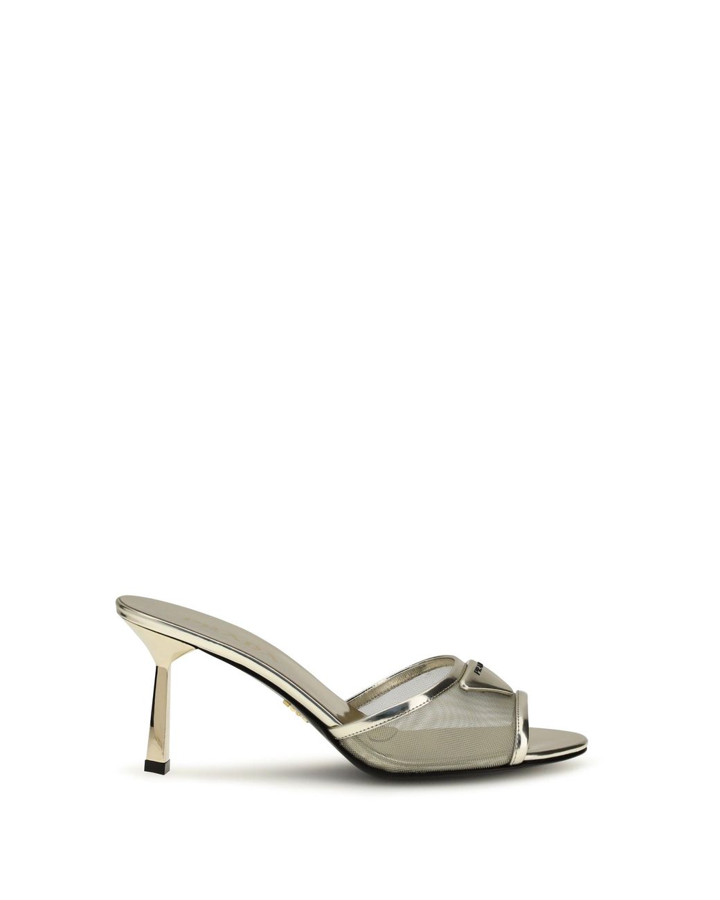 Prada Metallic Sandals With The Triangular Logo