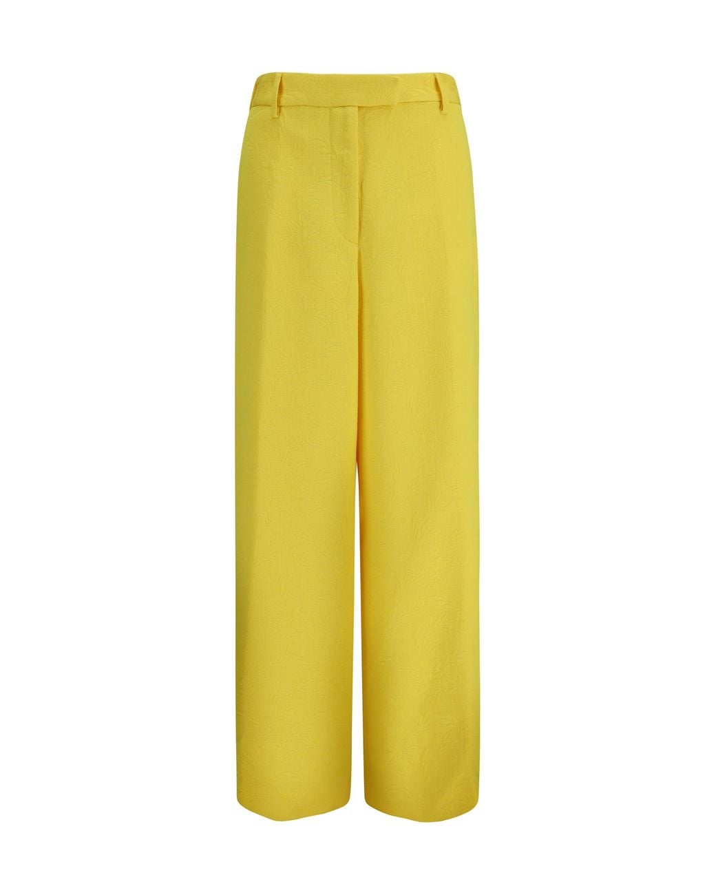 Dries Van Noten Yellow Wide-Leg Pants With All-Over Jacquard Pattern