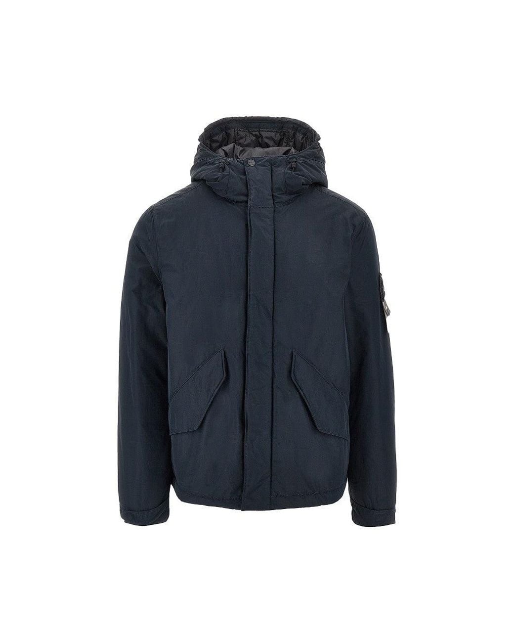 Stone Island Blue Nylon Micro Twill Down Jacket for men