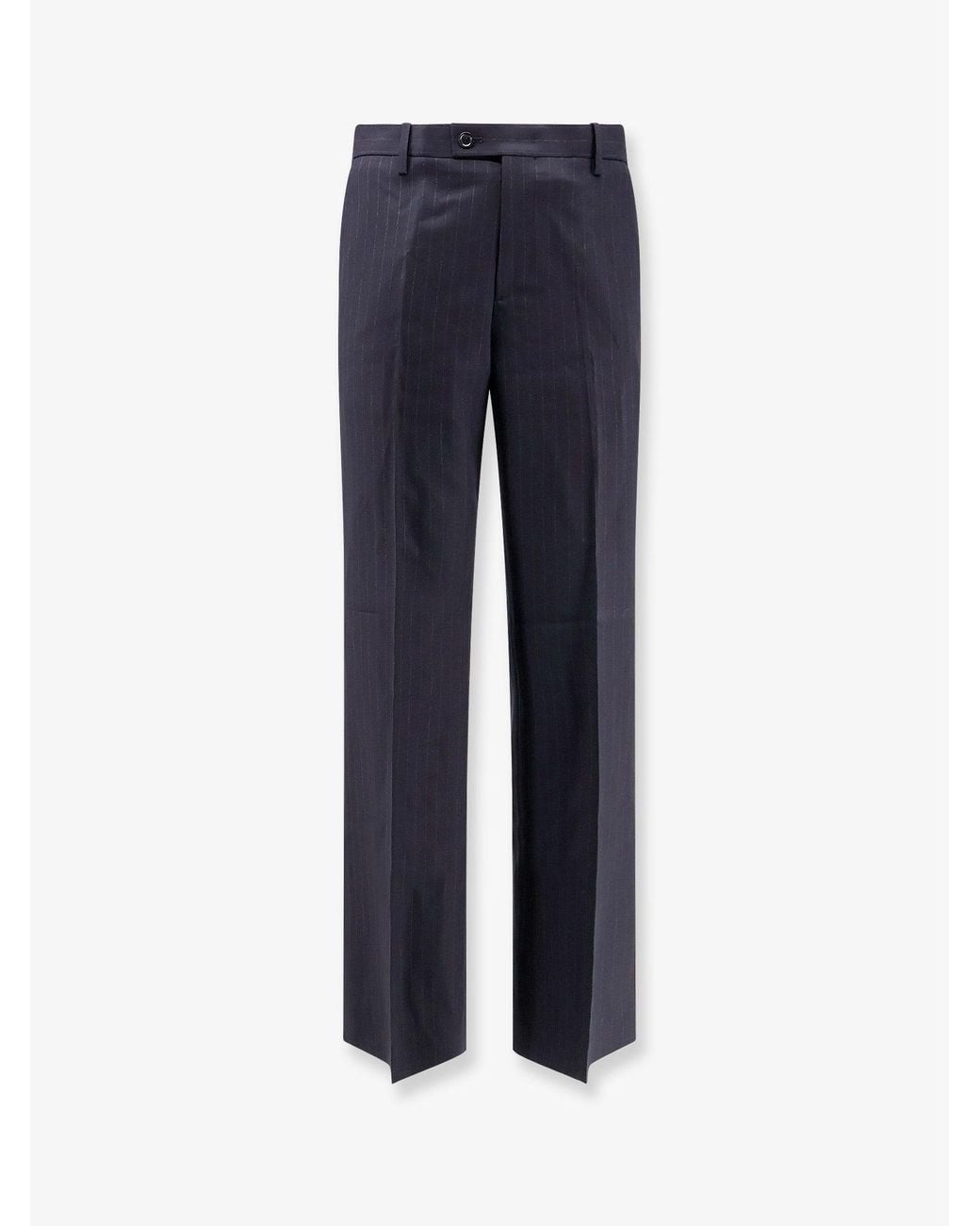 TONYWACK Blue Wool Blend Pinstriped Trousers