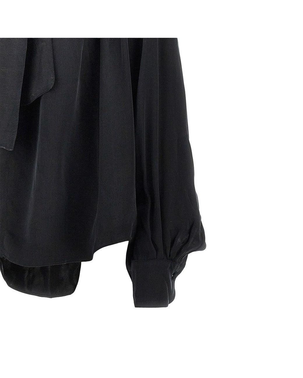 ANDAMANE Black 'Mathilda' Satin Blouse