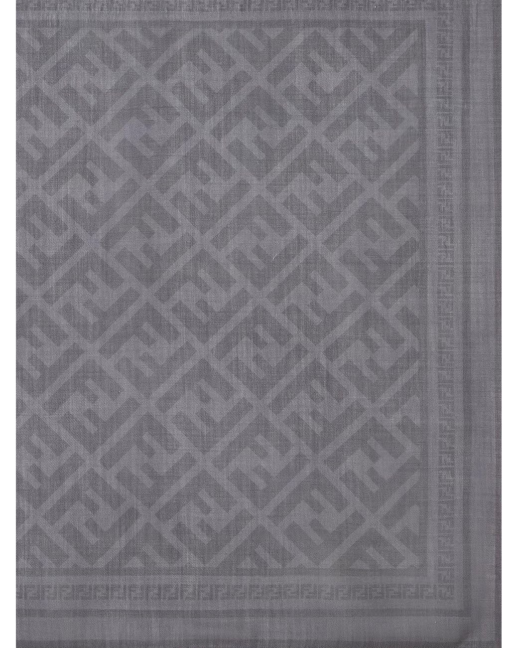 Fendi Gray Wool And Silk Scarf for men