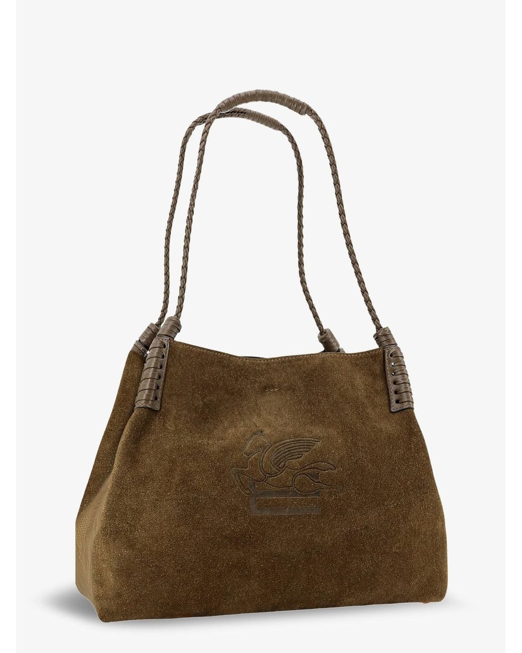Etro Brown Libra S Arnica Suede Shopping Bag
