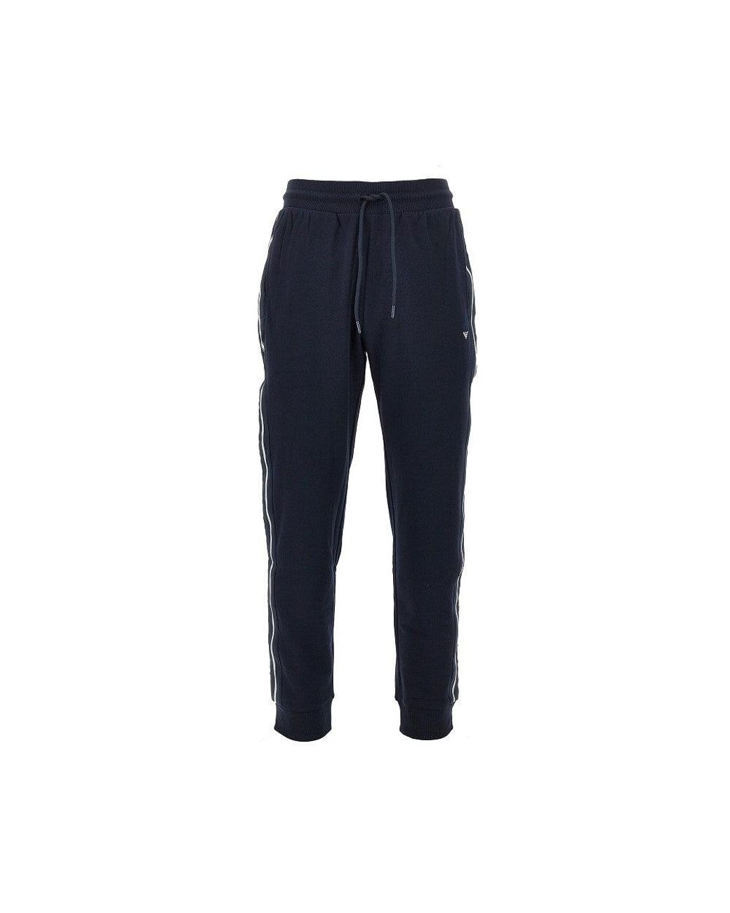 EA BODYWEAR Blue French Terry Loungewear Pants for men