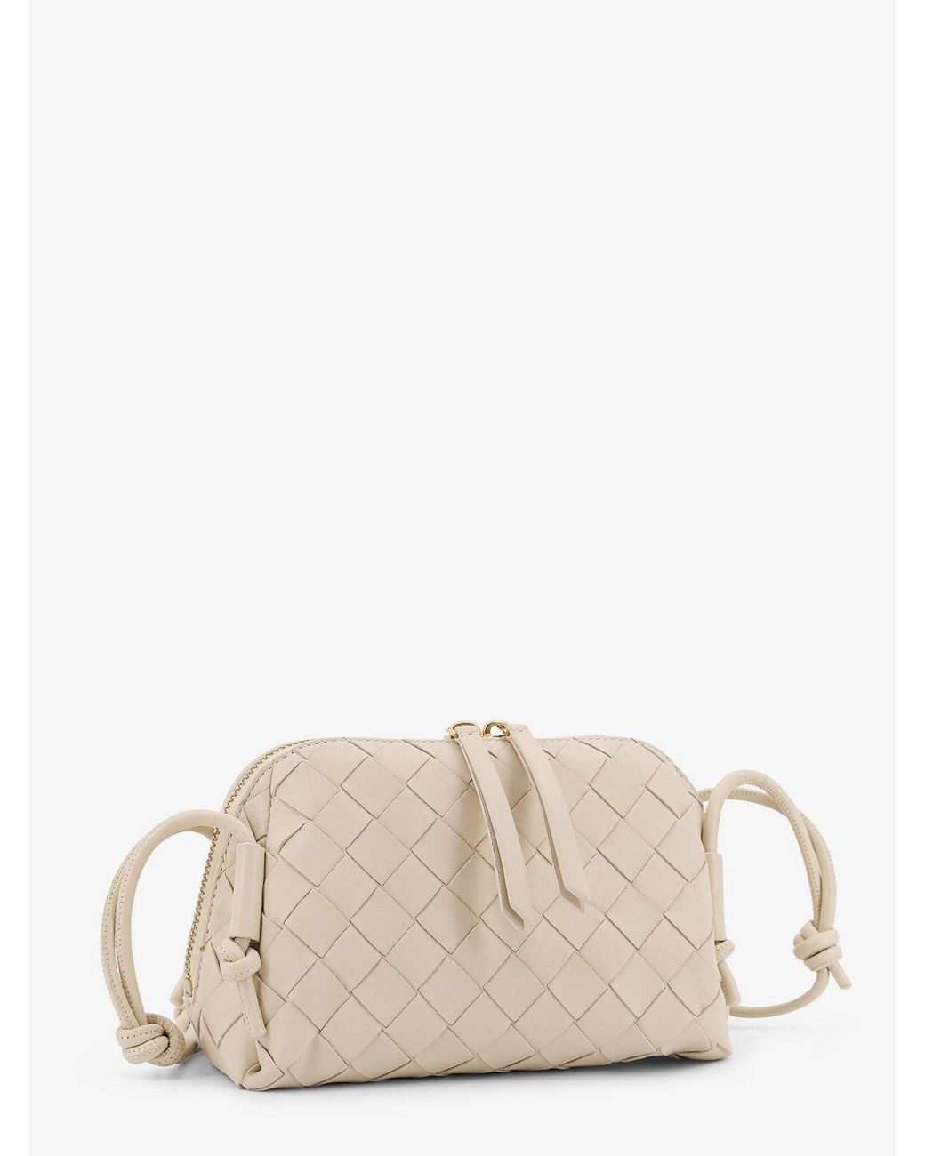 Bottega Veneta Natural Concert Pouch Leather Crossbody Bag With Intrecciato Motif