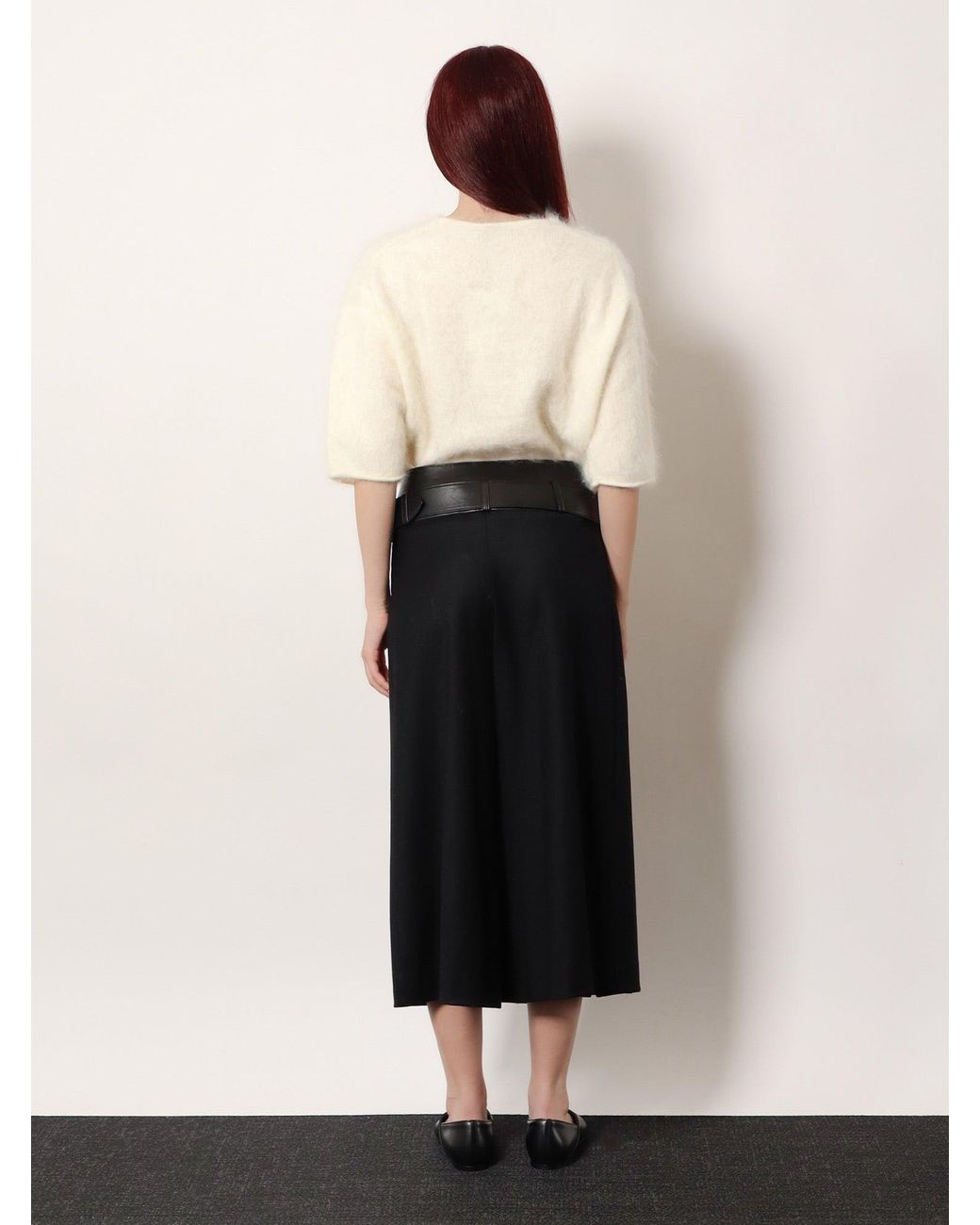 R2W Black Nayla Pleated Wool Trousers Skirt
