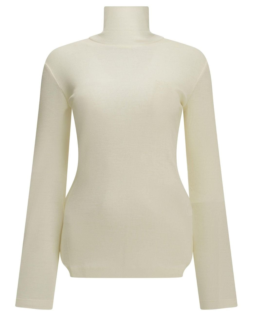 Max Mara White Wool Jersey Turtleneck Sweater