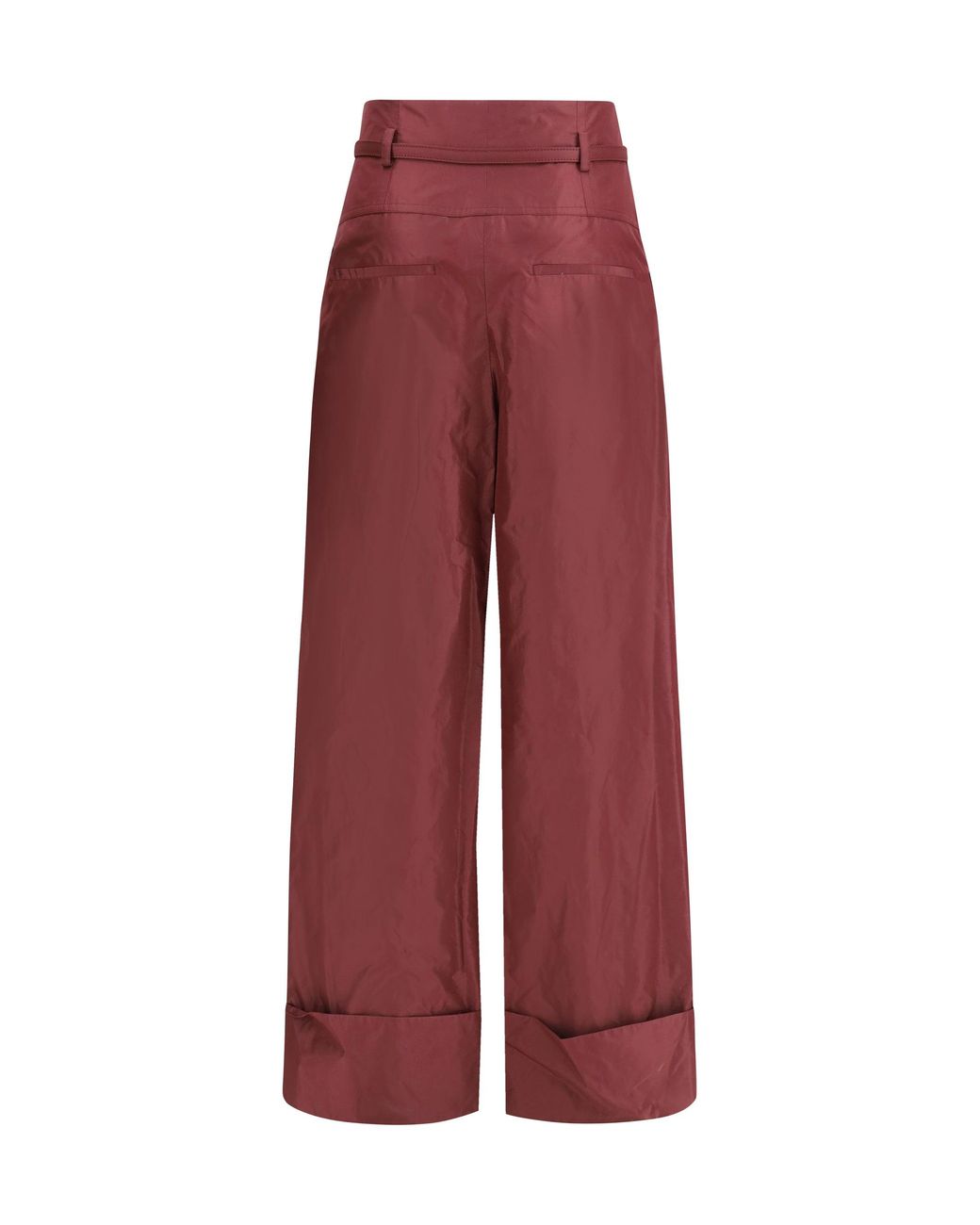 Fendi Red Taffeta Silk Pants