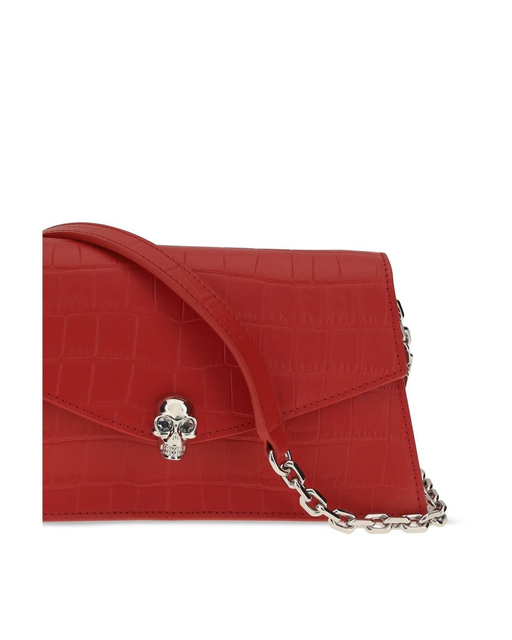 McQueen Red Mini Skull Clutch