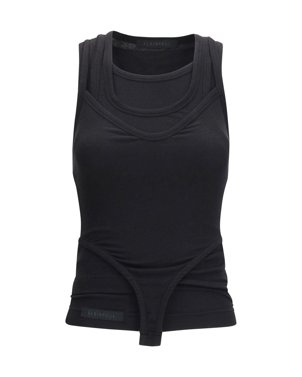 ALAINPAUL Black Tank Top Multi-Layer