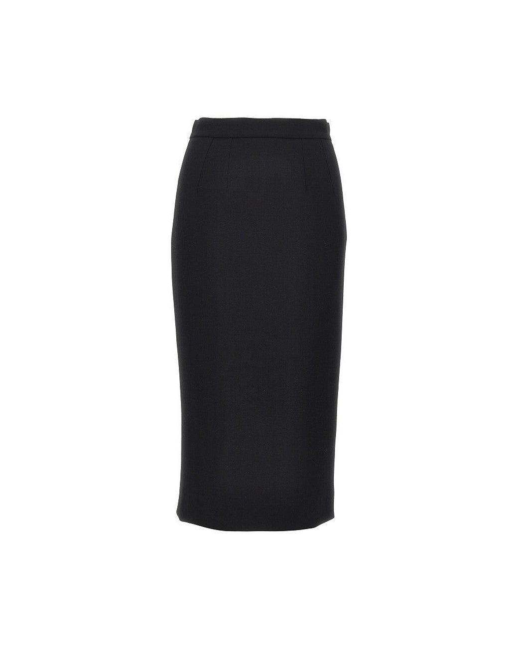 Dolce & Gabbana Black Stretch Wool Midi Skirt