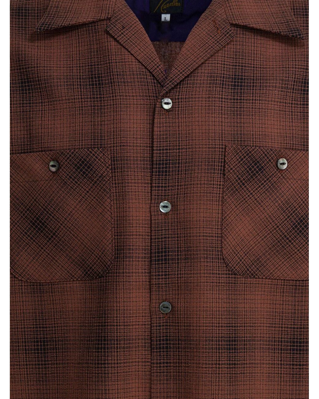 Needles Brown Checked Wool "One-Up" Shirt for men
