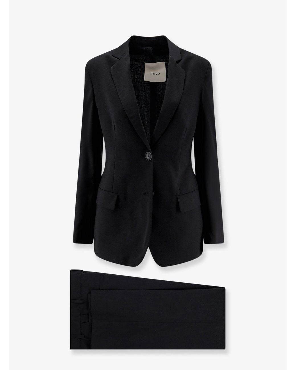 Hevò Black Frigole Virgin Sheep's Wool Suit