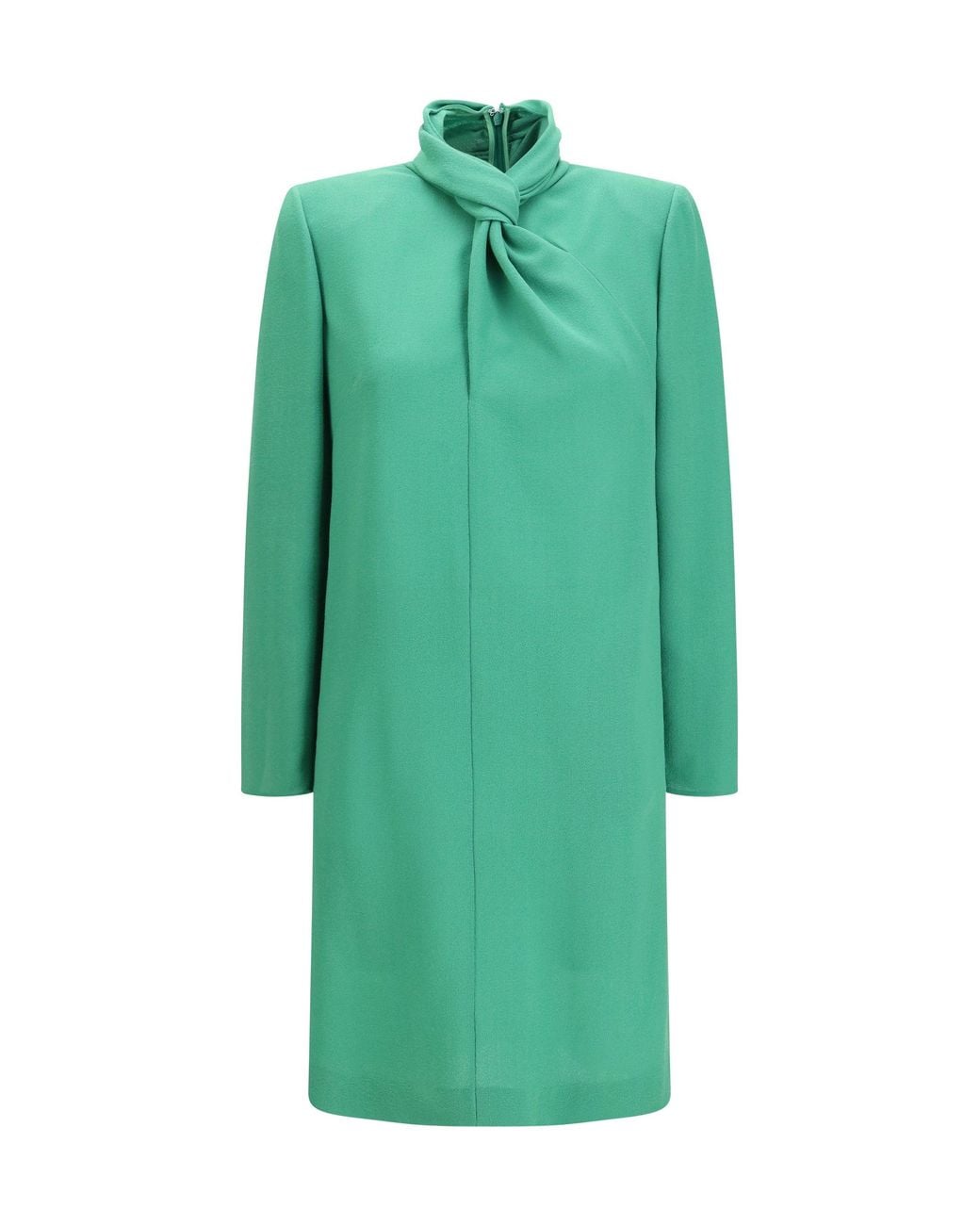 Valentino Green Wool Dress With Knotted Neck Amazone