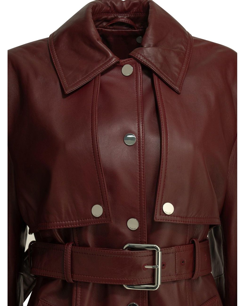 Max Mara Brown Bordeaux Leather Polyester Two-Piece Leather Jacket