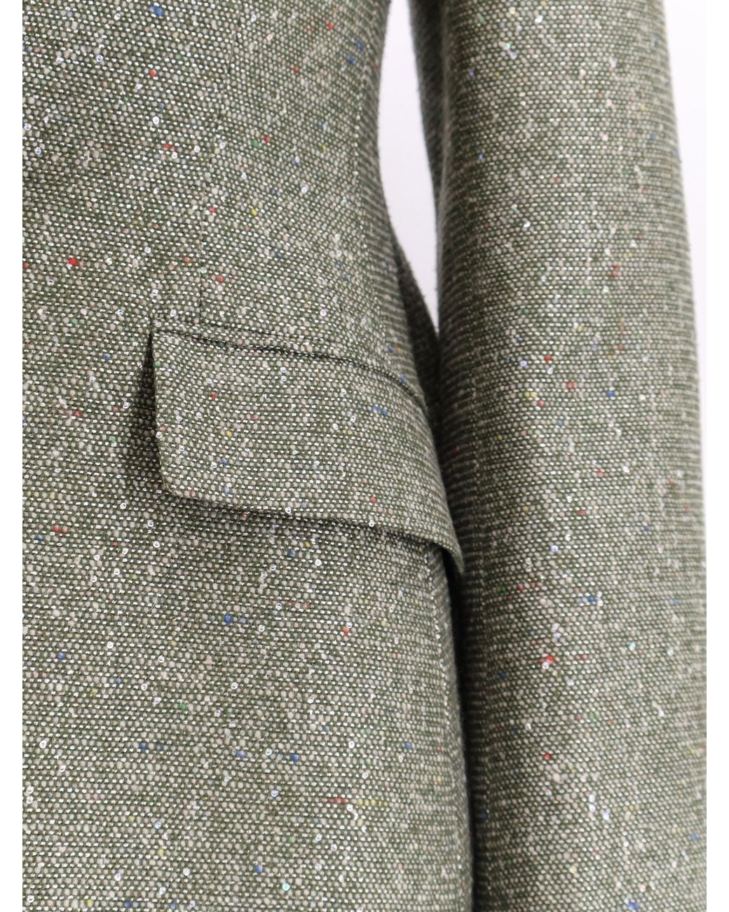 Dior Green Khaki Donegal Tweed Blazer With Sequins Embroidery
