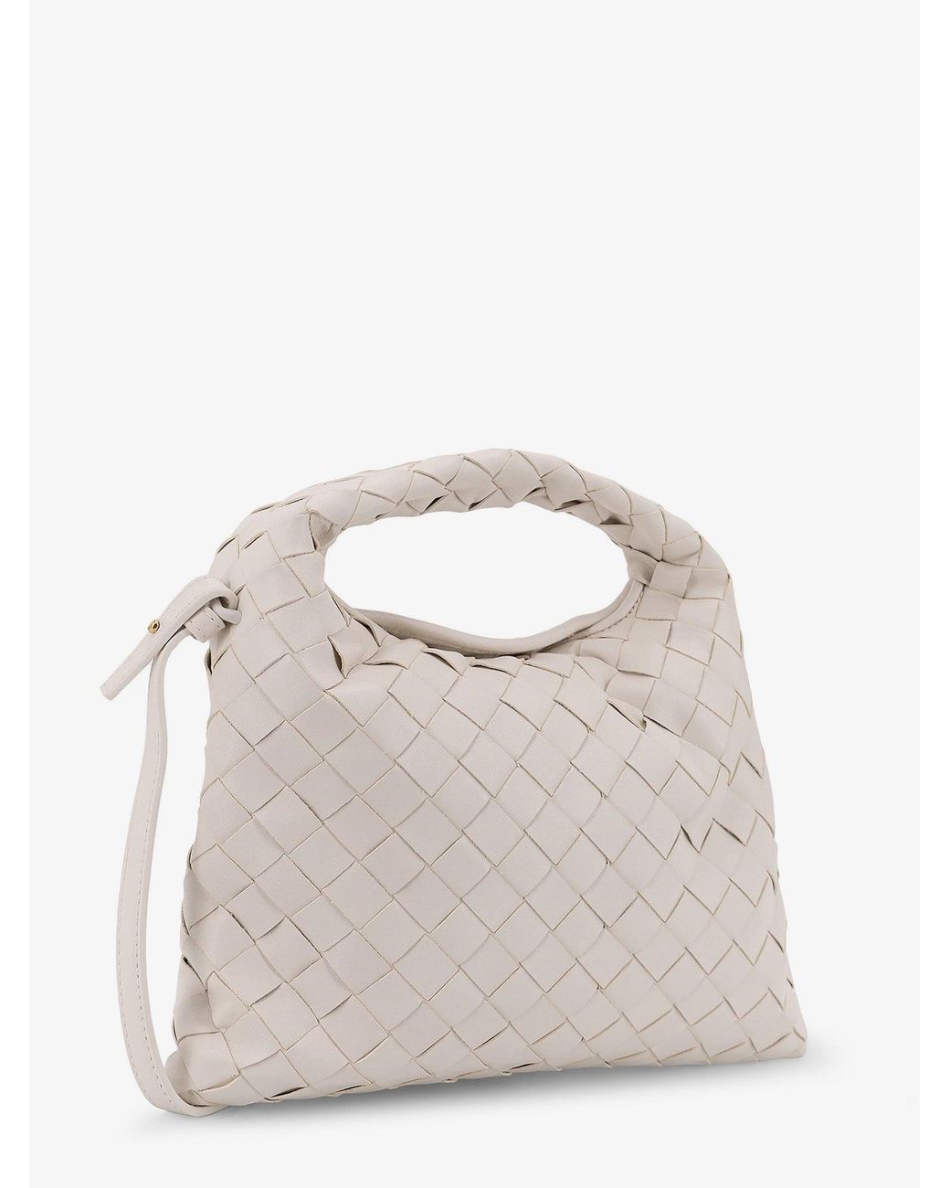 Bottega Veneta White Mini Hop Leather Crossbody Bag With Intrecciato Pattern