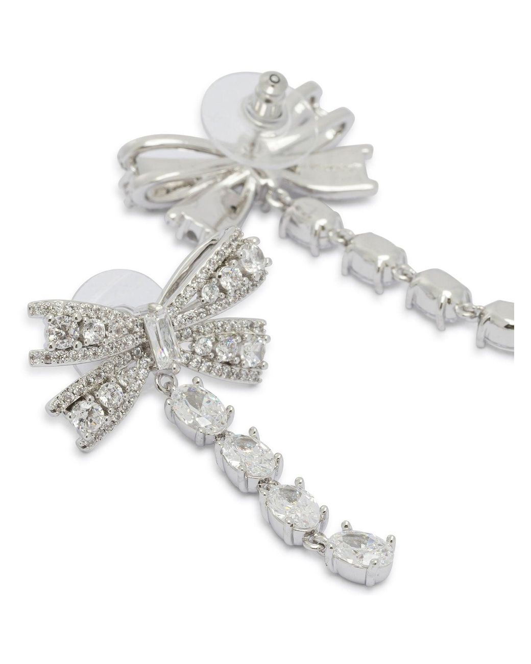 Self-Portrait White Dangling Earrings With Crystals