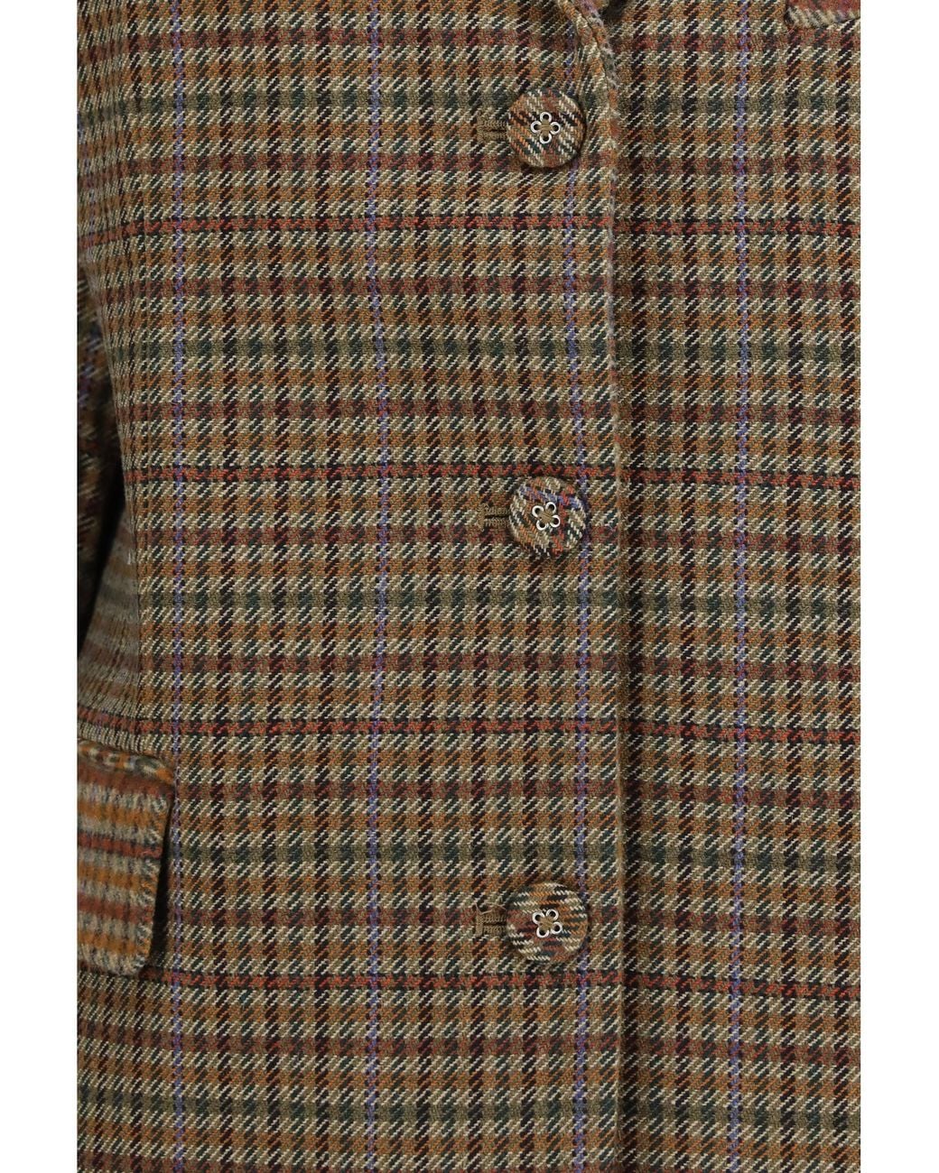 Ganni Brown Checked Twill Blazer
