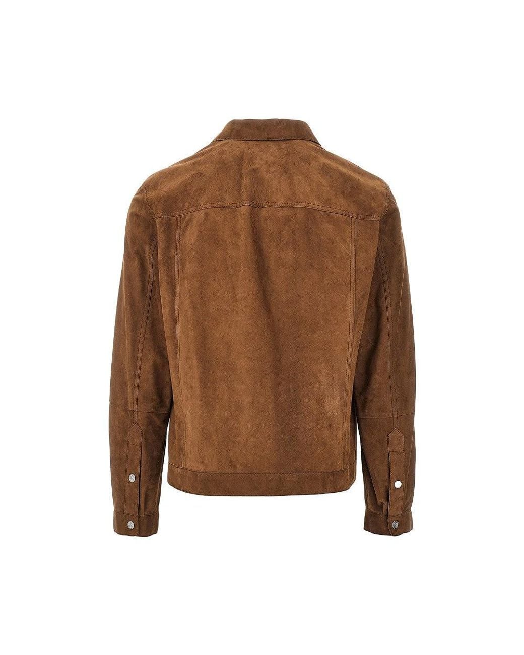 Brunello Cucinelli Brown Suede Leather Jacket for men