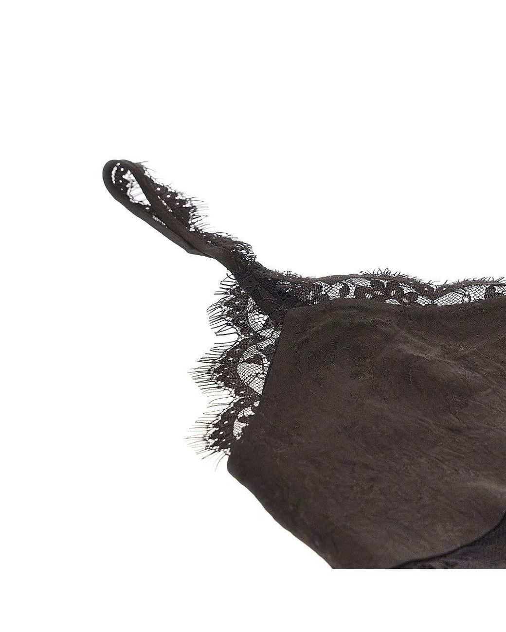 Pinko Black Jacquard And Lace Lingerie Top