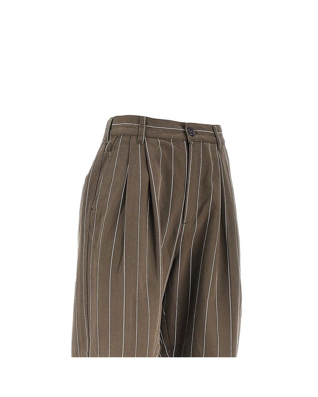 Obey Brown 'Foster' Pinstriped Pants With Darts for men