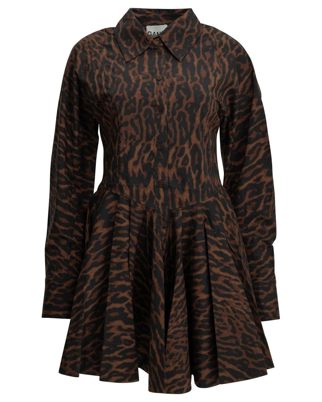 Ganni Black Leopard Short Dress
