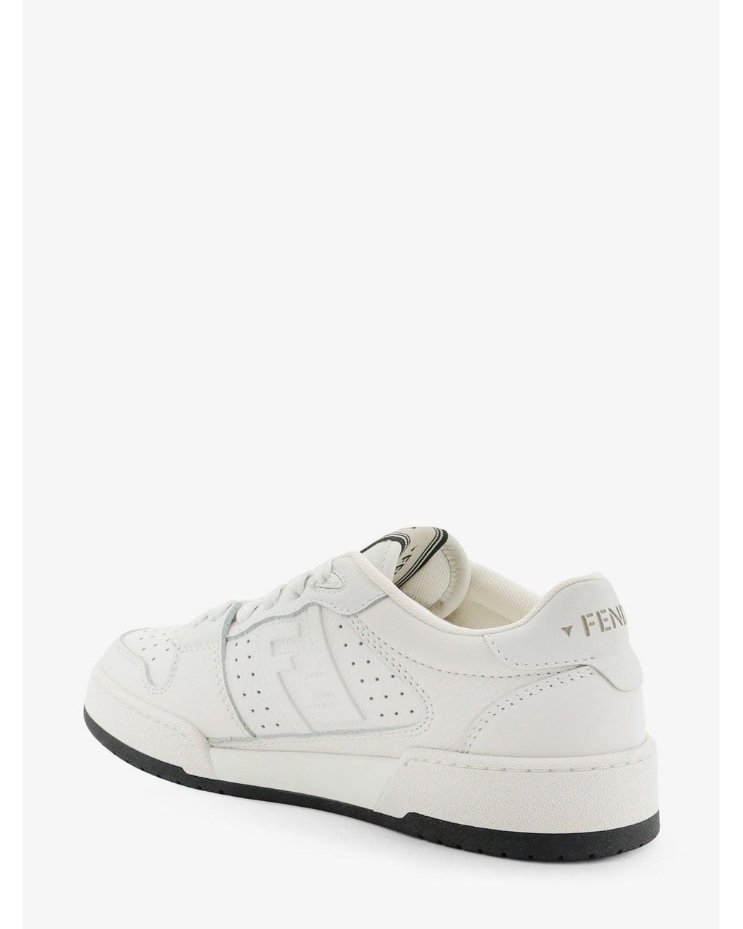 Fendi White Match Leather Low-Top Sneakers