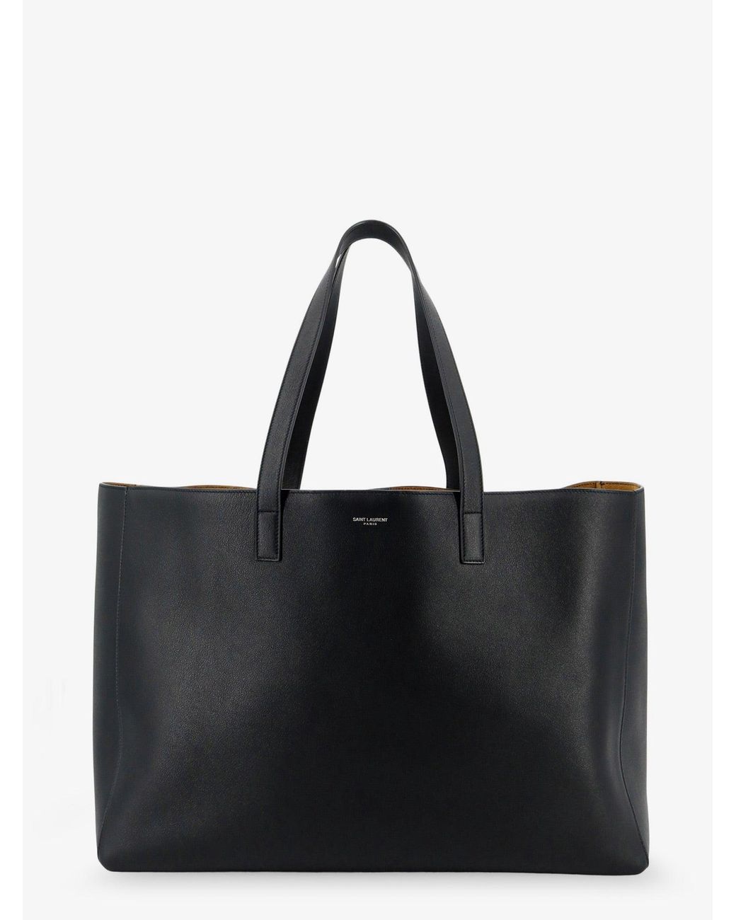 Saint Laurent Black Leather Shopping Bag With Front Logo for men