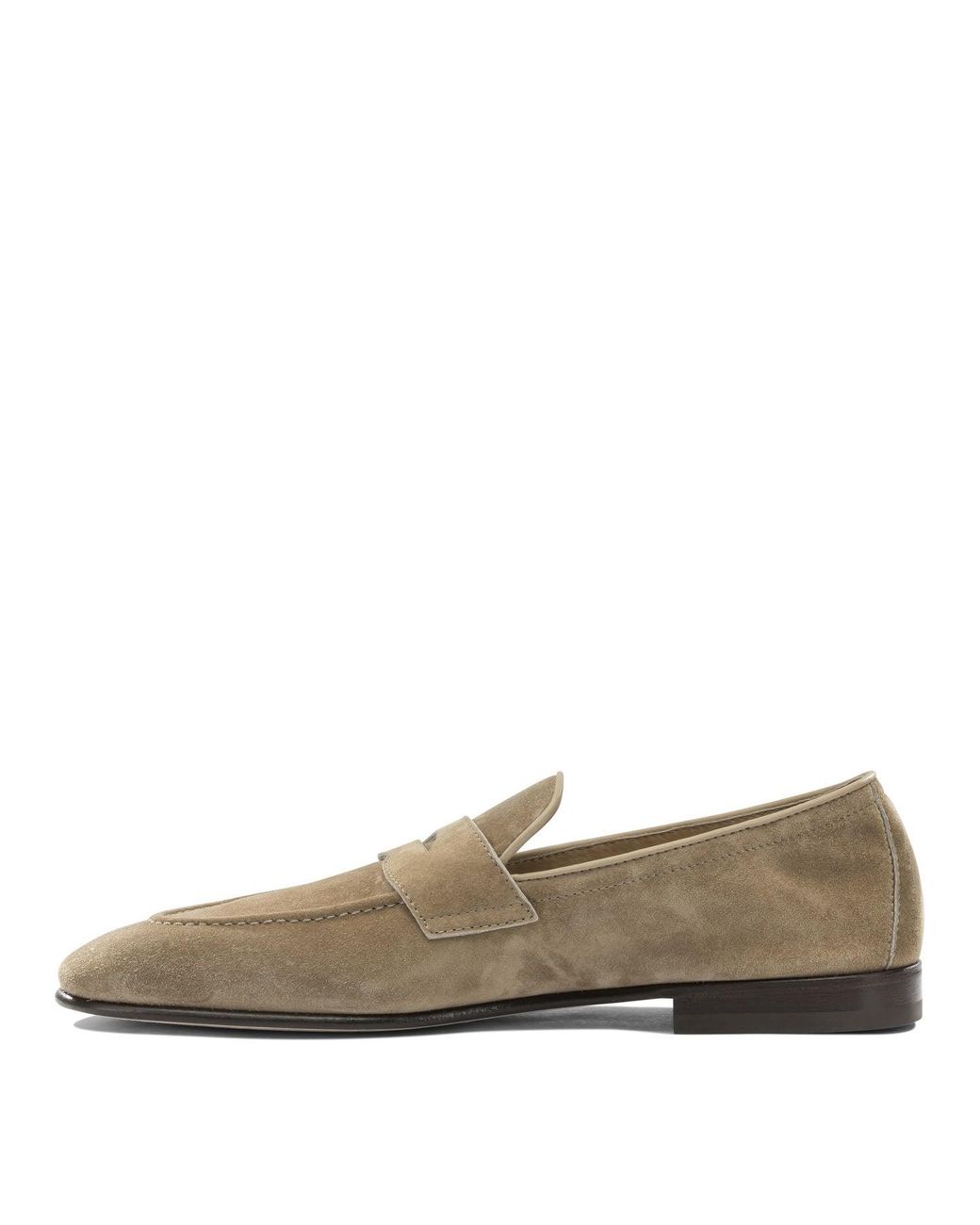 Brunello Cucinelli Gray Suede Loafers Loafers & Slippers Beige for men