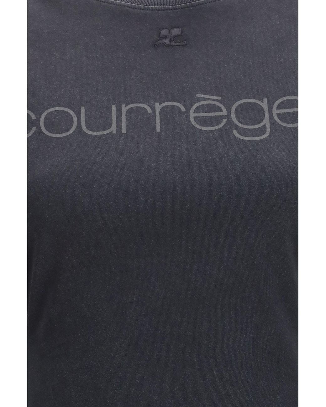 Courreges Blue Logo Print Double Sleeves T-Shirt Stonewashed