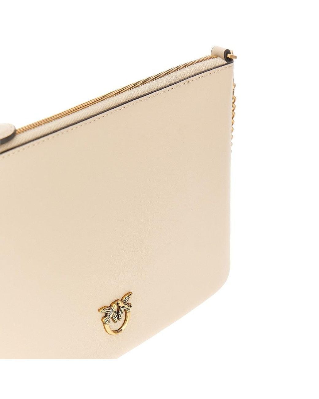 Pinko Natural Flat Classic Leather Pouch