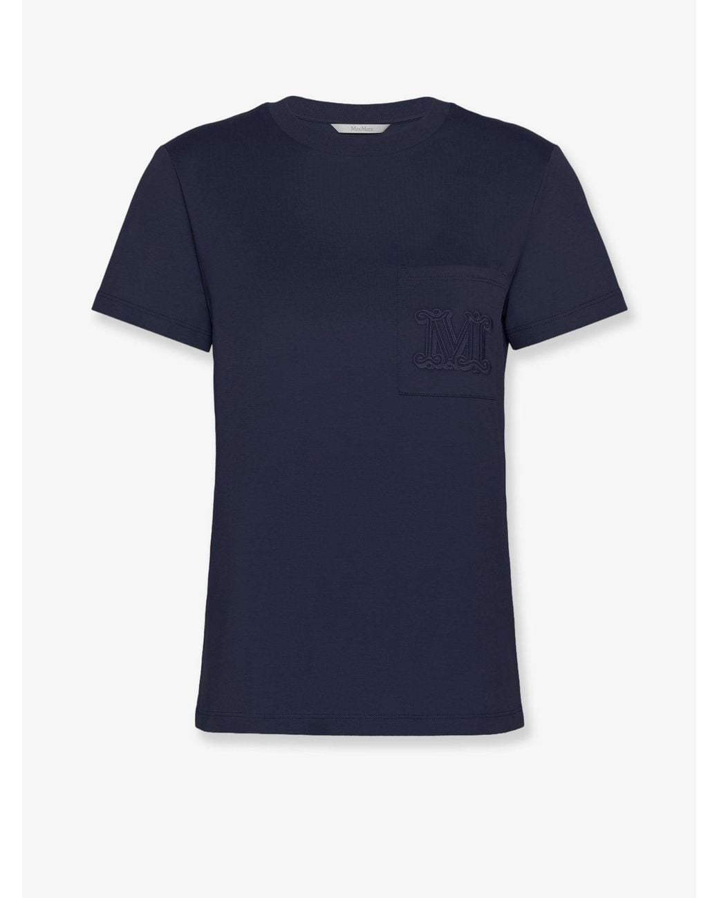 Max Mara Blue Papaia Cotton T-Shirt With Monogram