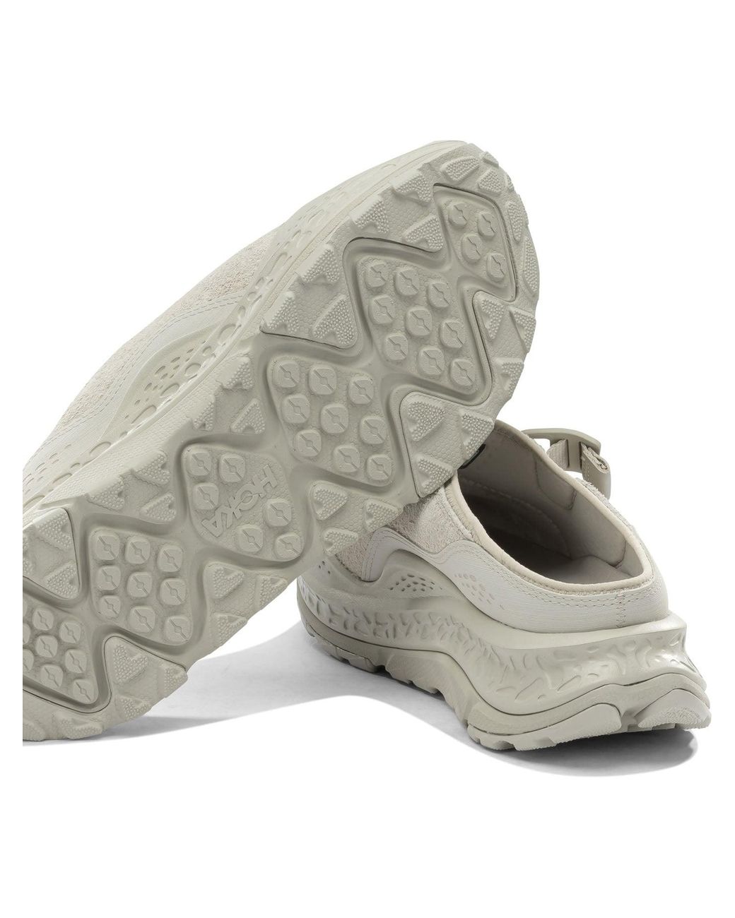 Hoka One One Gray Leather Fabric Rubber Sandals for men