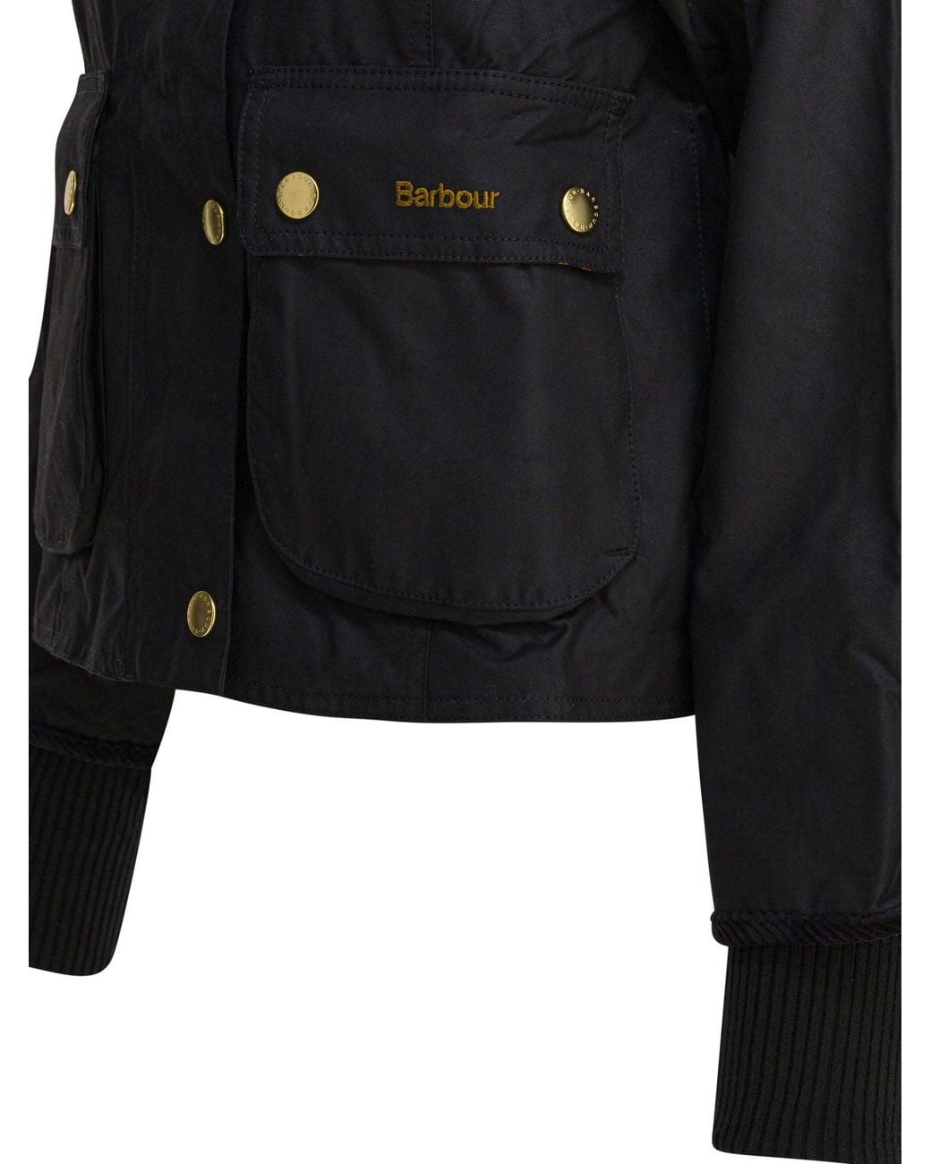 Barbour Black Beadnell Waxed Jacket With Crop Cut