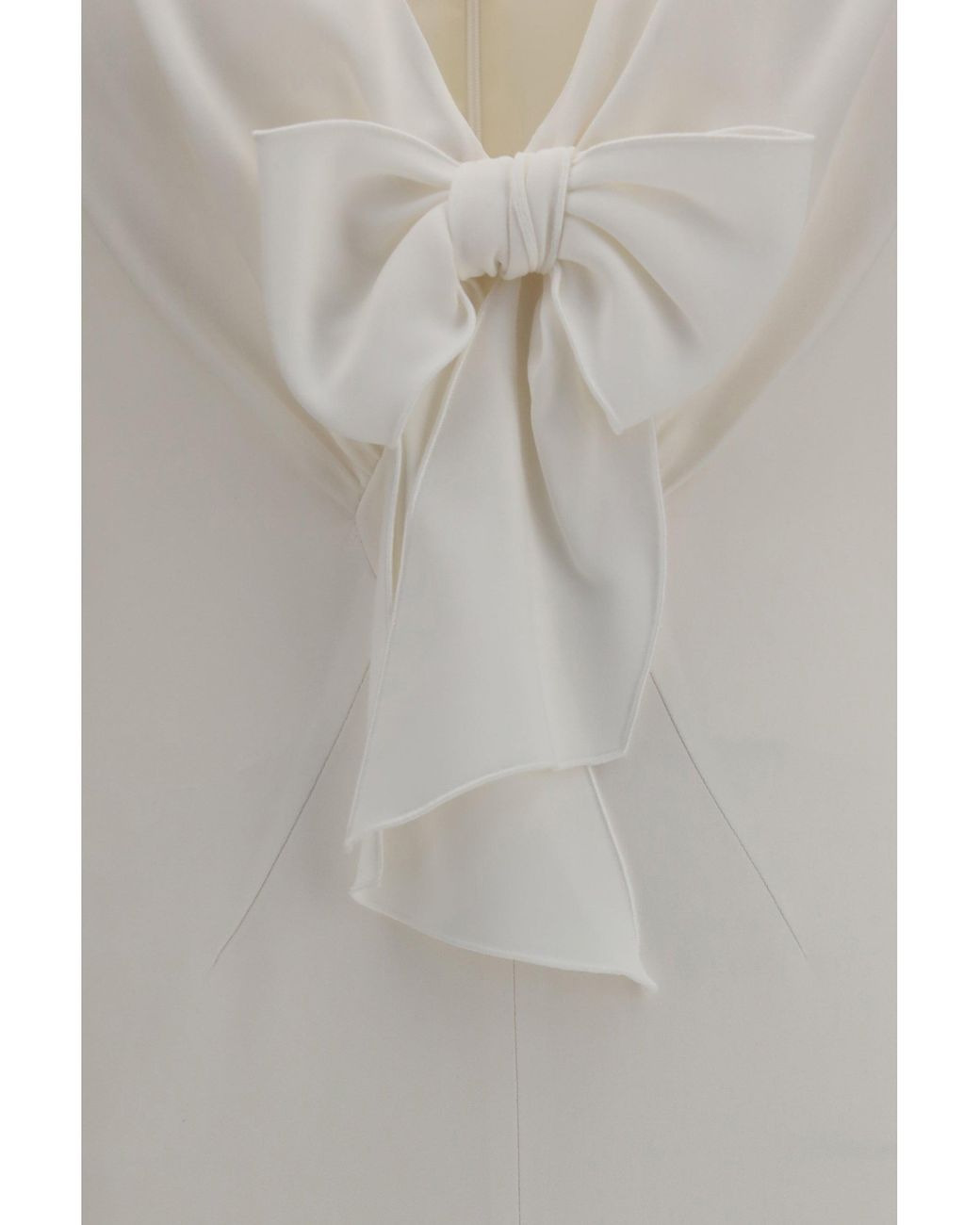 Alessandra Rich Gray V-Neck Dress With Bow