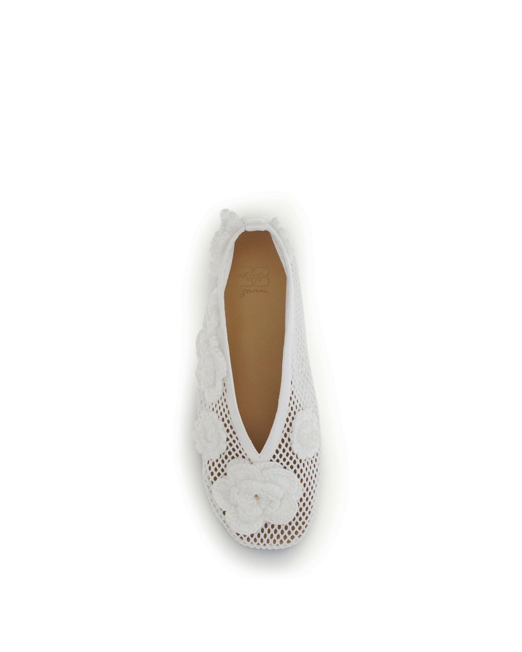 Ganni White Jenny Mesh Ballerinas
