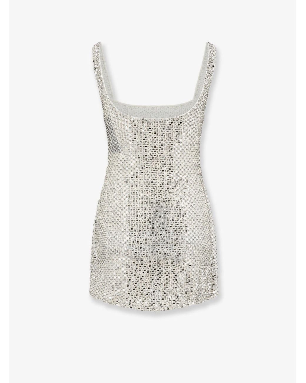 retroféte White Mini Dress With Sequins And Rhinestones