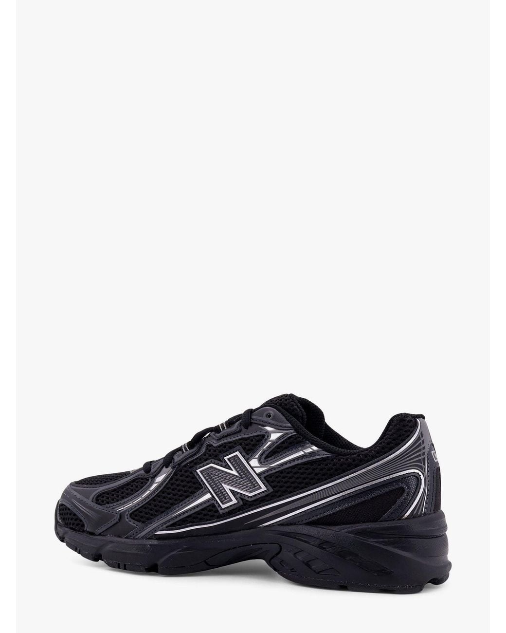 New Balance Black 740 Metallic Leather-Trimmed Mesh Sneakers for men
