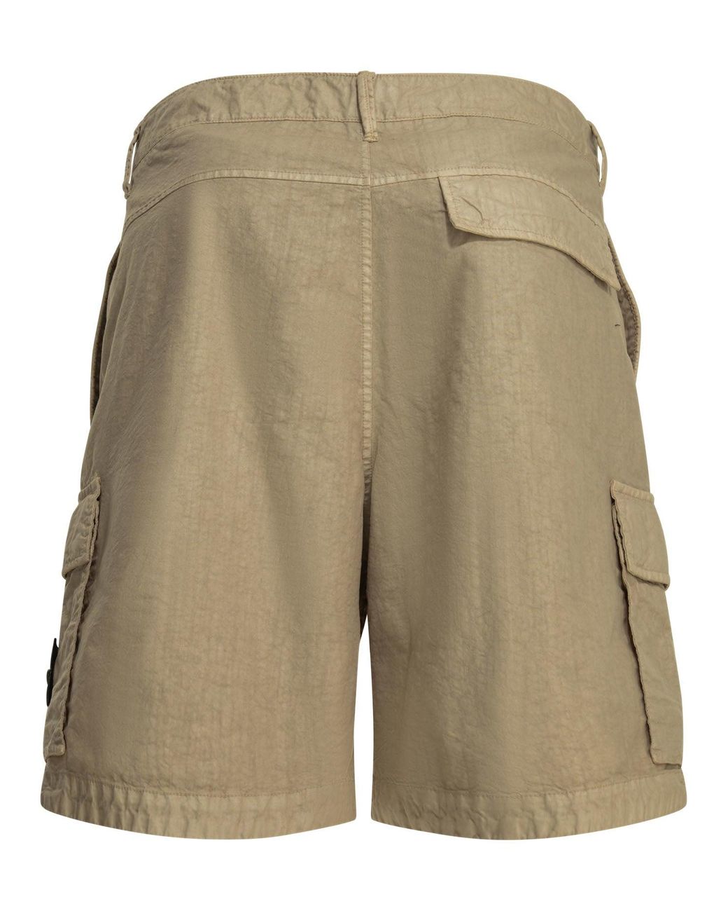 Stone Island Green Organic Look Cargo Shorts for men
