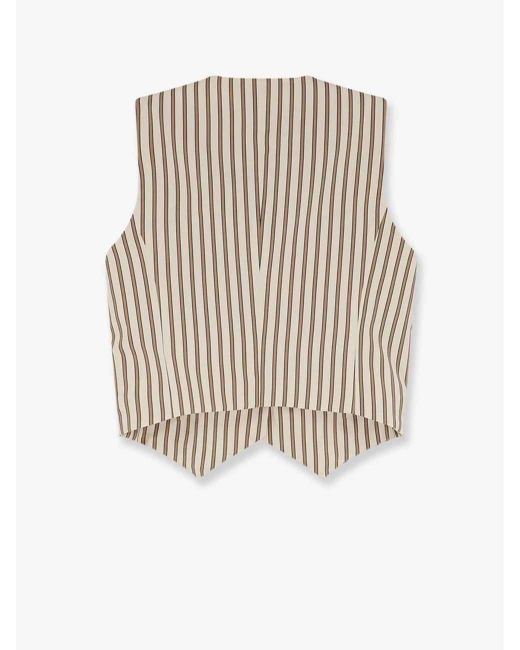 Max Mara White Mxmfauno Striped Cotton And Silk Vest