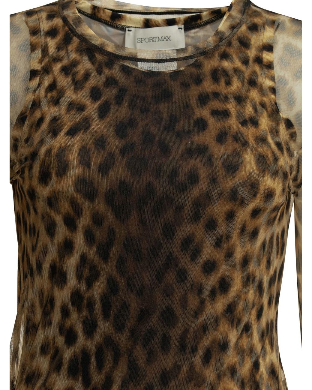 Max Mara Brown Fitted Animalier Top