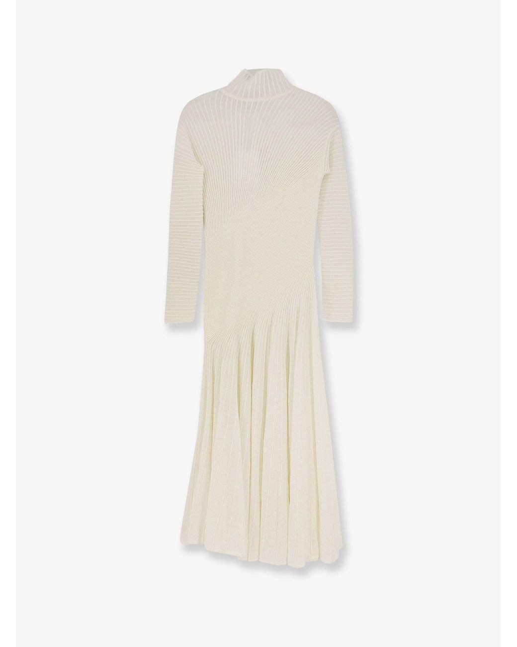 Alaïa White Long Wool Dress